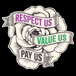 Respect Us. Value Us. Pay Us. Camellia - AS Colour Womens Maple Tee Design