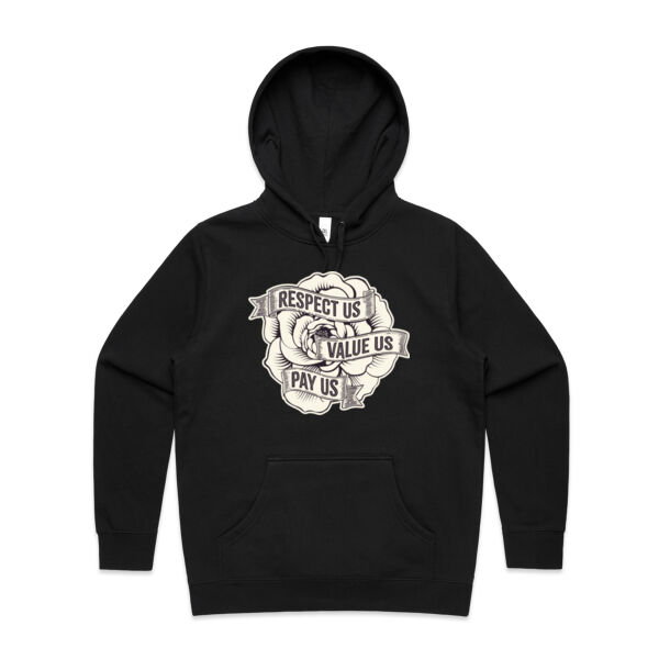 Respect Us. Value Us. Pay Us - AS Colour Womens Stencil Hood Thumbnail