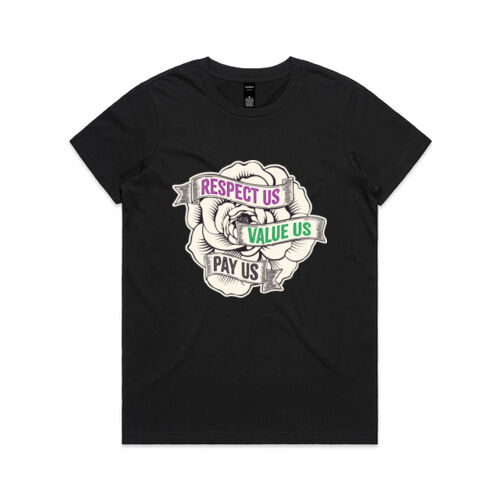 Respect Us. Value Us. Pay Us. Camellia - AS Colour Womens Maple Tee Thumbnail