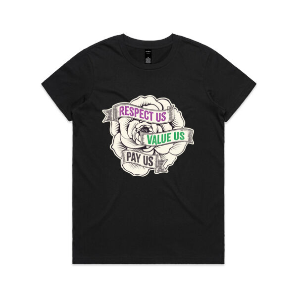 Respect Us. Value Us. Pay Us. Camellia - AS Colour Womens Maple Tee Thumbnail