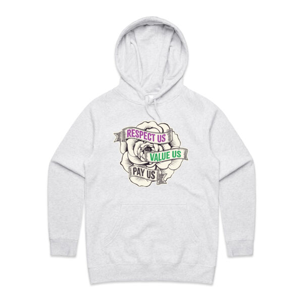 Respect Us. Value Us. Pay Us. Camellia - AS Colour Womens Supply Hood Thumbnail