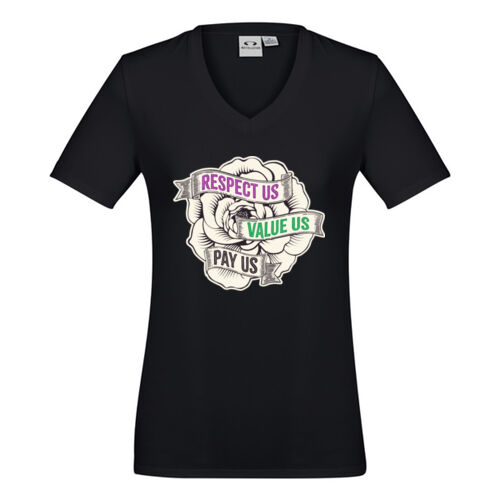 Respect Us. Value Us. Pay Us. Camellia  - Biz Collection Ladies Aero Tee Thumbnail